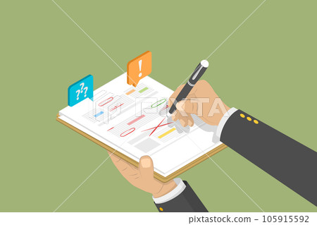 3D Isometric Flat Vector Conceptual Illustration of Text Document Editing 105915592