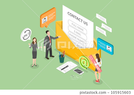 3D Isometric Flat Vector Conceptual Illustration of Contact Us 105915603