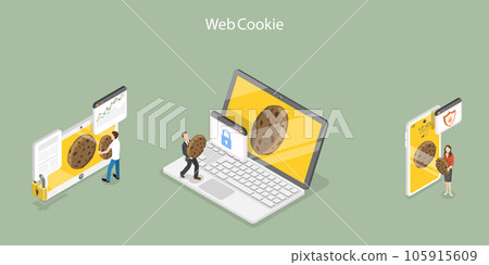 3D Isometric Flat Vector Conceptual Illustration of Web Cookie 105915609