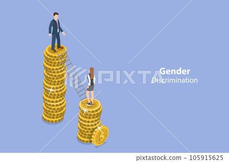 3D Isometric Flat Vector Conceptual Illustration of Gender Discrimination 105915625
