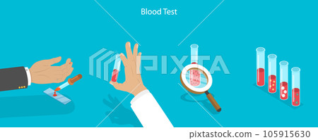 3D Isometric Flat Vector Conceptual Illustration of Blood Test 105915630