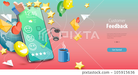 3D Vector Conceptual Illustration of Customer Feedback 3D Vector Conceptual Illustration of Customer Feedback 105915636