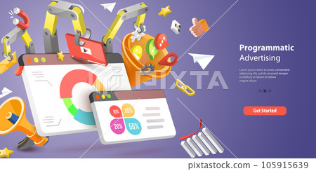 3D Vector Conceptual Illustration of Programmatic Advertising 3D Vector Conceptual Illustration of Programmatic Advertising 105915639