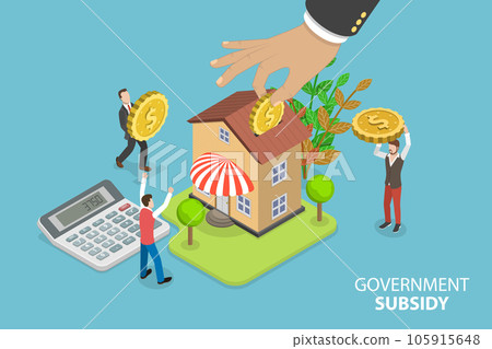 3D Isometric Flat Vector Conceptual Illustration of Government Subsidy 3D Isometric Flat Vector Conceptual Illustration of Government Subsidy 105915648