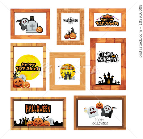 Autumn cute Halloween illustration material collection 105916009