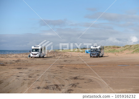 Caravan Campig beautiful landscape beach sand dunes near Melbystrand Laholm Sweden coast outdoor Lifestyle 105916232