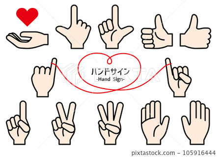 Simple hand sign set icon 105916444
