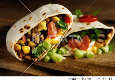 tortilla shells stuffed with meat sauce and beans tortilla shells stuffed with meat sauce and beans 105916811