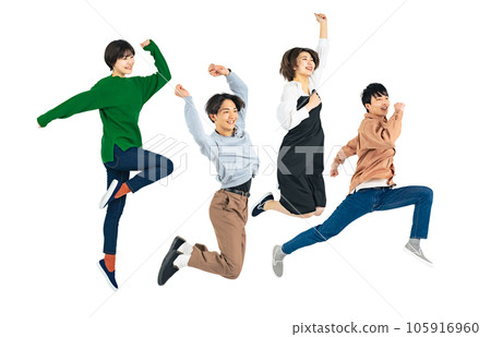 A group of young people jumping energetically Background transparent clipping PNG 105916960