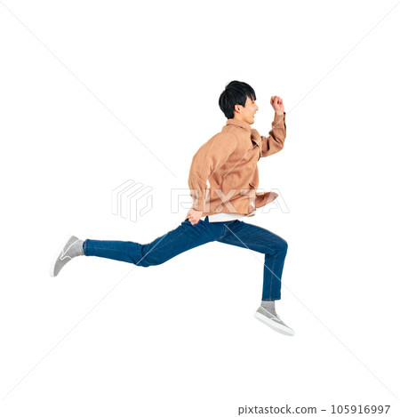 Casual young man jumping Background transparent clipping PNG Casual young man jumping Background transparent clipping PNG 105916997