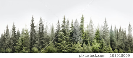 A quiet winter landscape with a row of trees covered in snow, creating a picturesque scenery. AI Generative. A quiet winter landscape with a row of trees covered in snow, creating a picturesque scenery. AI Generative. 105918009