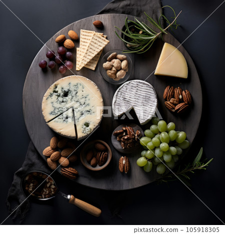 Assortment of cheese with fruits and nuts 105918305