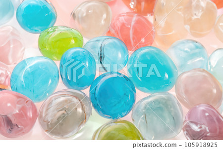 Pastel-Coloured Translucent Glass Water Stones Overlapping 105918925