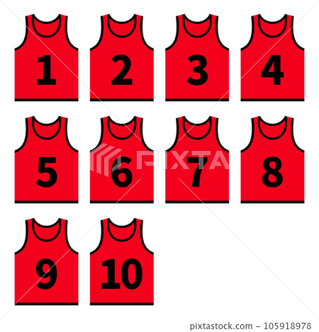 red bibs and numbers 105918978