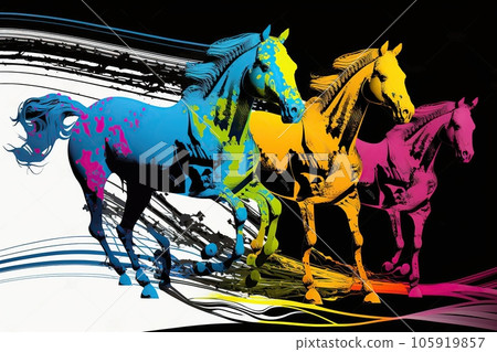 horse line cmyk created by generative AI horse line cmyk created by generative AI 105919857