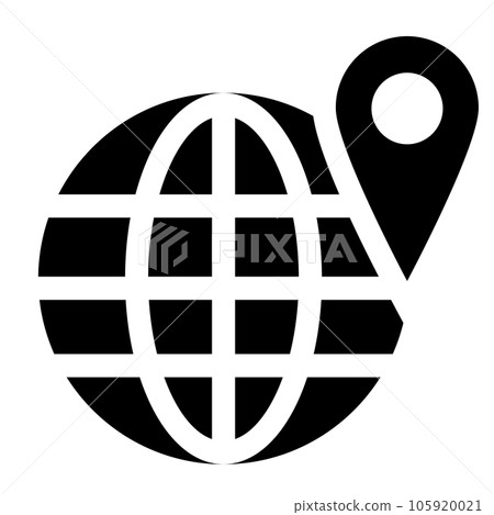 A filled style icon representing the globe 105920021