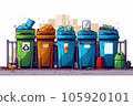 Collection of a garbage can full of various types of garbage, the concept of recycling and separate waste collection. 105920101