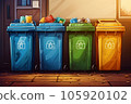 Collection of a garbage can full of various types of garbage, the concept of recycling and separate waste collection. 105920102