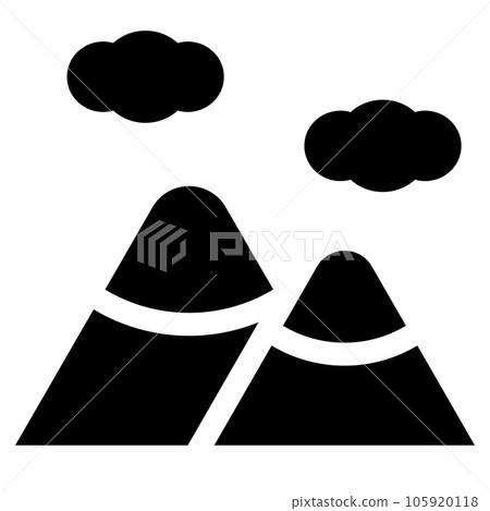 代表一座山的填充風格圖標 105920118