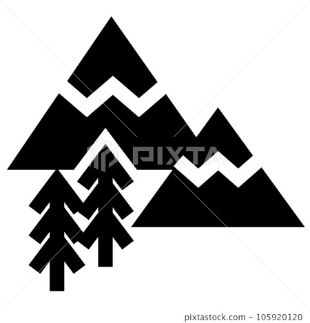代表山脈、樹木和森林的填充風格圖標 105920120