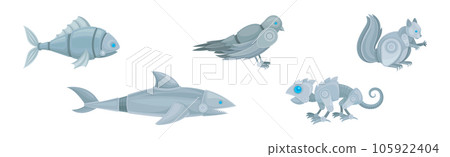 Mechanical Animals Assembled from Metal Parts Vector Set Mechanical Animals Assembled from Metal Parts Vector Set 105922404