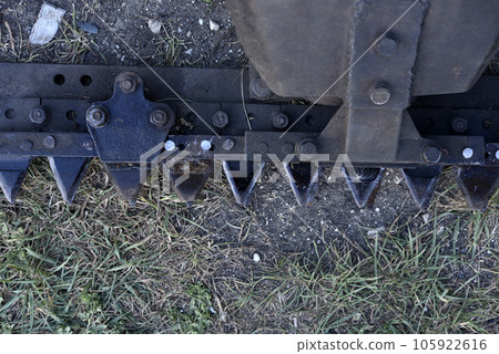 Mounted grass mower. Iron segments of the mower. 105922616