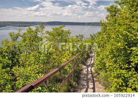 Bakota bay reservoir landscape on Dnister river, Ukraine. Bakota bay reservoir landscape on Dnister river, Ukraine. 105922914