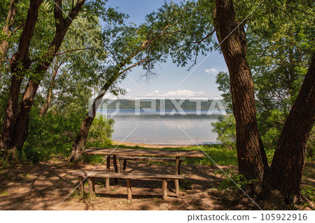 Bakota bay reservoir on Dnister river, Ukraine. 105922916
