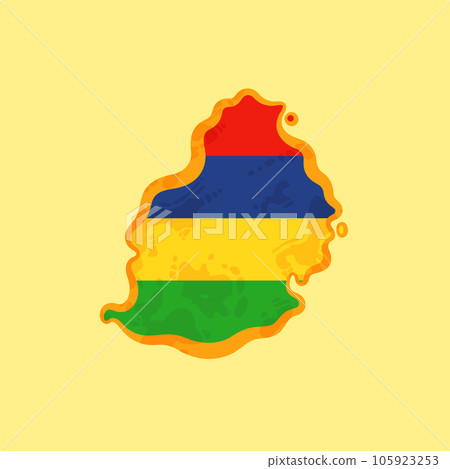 Mauritius - Map colored with the flag 105923253