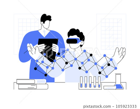 VR in education abstract concept vector illustration. VR in education abstract concept vector illustration. 105923333