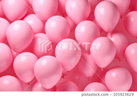 Pink air balloons decorated wall as background close up Pink air balloons decorated wall as background close up 105923629