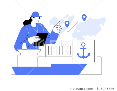 Cargo ship arrival abstract concept vector illustration. Cargo ship arrival abstract concept vector illustration. 105923726