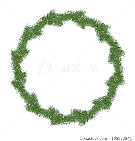 Christmas wreath of spruce sprigs. Vector illustration isolated on white background. 105923841