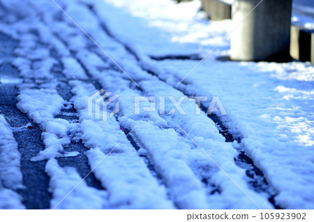 Snow and sidewalk Snow and sidewalk 105923902