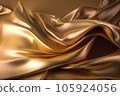 Featuring a wavy fold of silk or satin, this golden fabric background adds elegance to any project. Created with the help of AI technology. 105924056