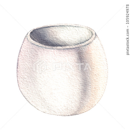 Watercolor white vase for tea drinking on a white background 105924978