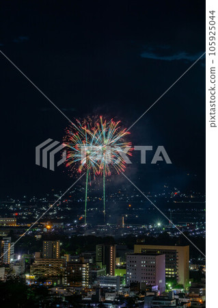 Yamagata Fireworks Festival and Yamagata city seen from Mt. Yamagata Fireworks Festival and Yamagata city seen from Mt. 105925044