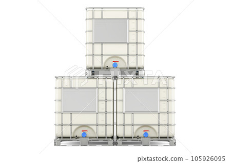 Stack of intermediate bulk containers, 3D rendering Stack of intermediate bulk containers, 3D rendering 105926095