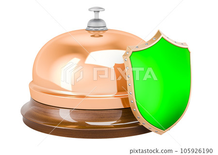 Reception bell with shield, 3D rendering 105926190