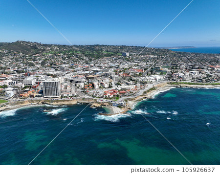 Aerial view of La Jolla cove and beach. San Diego California 105926637