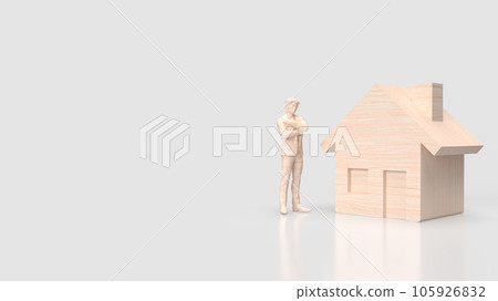 The man and house wood for Building concept 3d rendering The man and house wood for Building concept 3d rendering 105926832