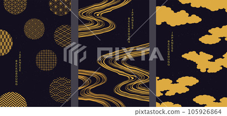 golden japanese pattern background material 105926864
