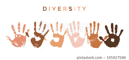 Hands of diverse skin colors together diversity concept vector design Hands of diverse skin colors together diversity concept vector design 105927086