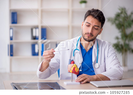 Young male doctor cardiologist sitting at the hospital Young male doctor cardiologist sitting at the hospital 105927285
