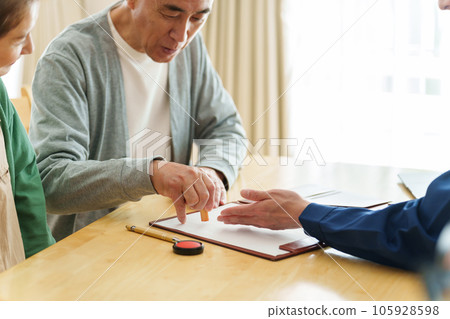 A couple signing a contract A couple signing a contract 105928598