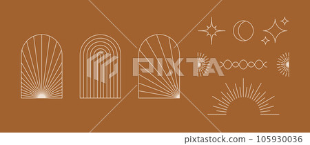 Boho style linear element collection.... - Stock Illustration ...