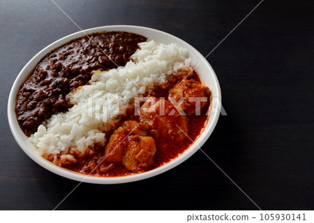 Aigake 咖哩配黃油雞肉咖哩和 keema 咖哩 Aigake 咖哩配黃油雞肉咖哩和 keema 咖哩 105930141