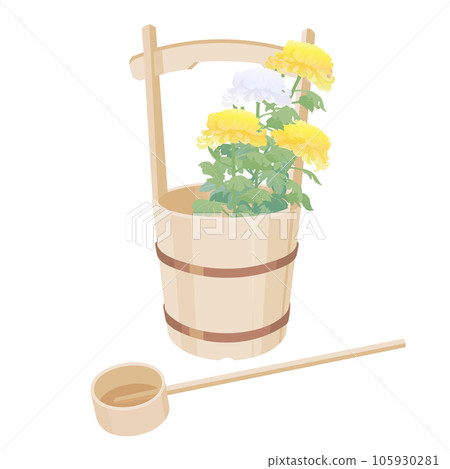 桶和菊花，參觀墳墓的插圖 105930281