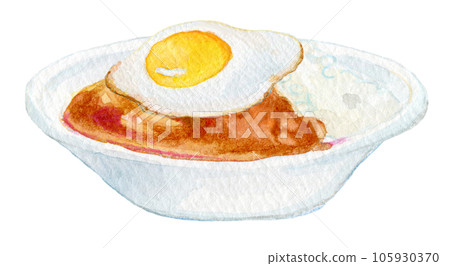 Retro curry rice watercolor illustration 105930370
