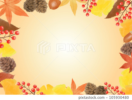 Autumn plant frame orange gradient background wallpaper 105930480